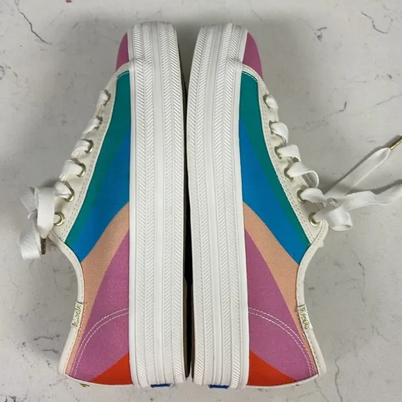 Keds X Kate Spade New York Triple Kick Multi-striped Canvas Sneakers Size 6.5