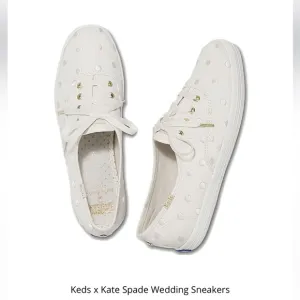 Keds X Kate Spade New York White Wedding Champion Dancing Dots Sneakers Size 6