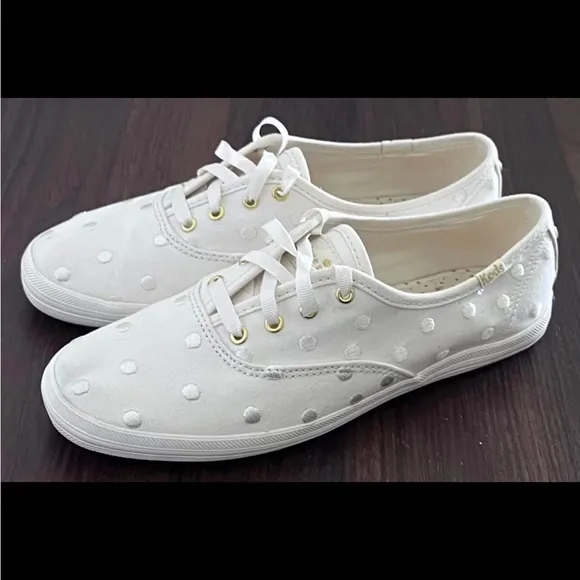 Keds X Kate Spade New York White Wedding Champion Dancing Dots Sneakers Size 6