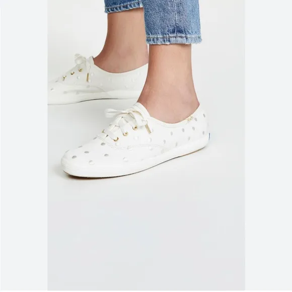 Keds X Kate Spade New York White Wedding Champion Dancing Dots Sneakers Size 6