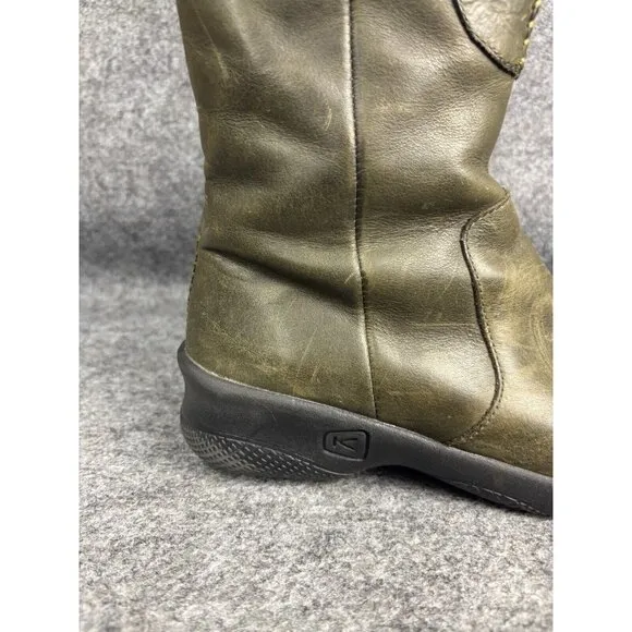 Keen Bern Baby Knee High Boots Women's 6.5 Forest Green Leather Tall Riding Zip