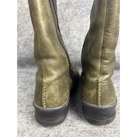 Keen Bern Baby Knee High Boots Women's 6.5 Forest Green Leather Tall Riding Zip
