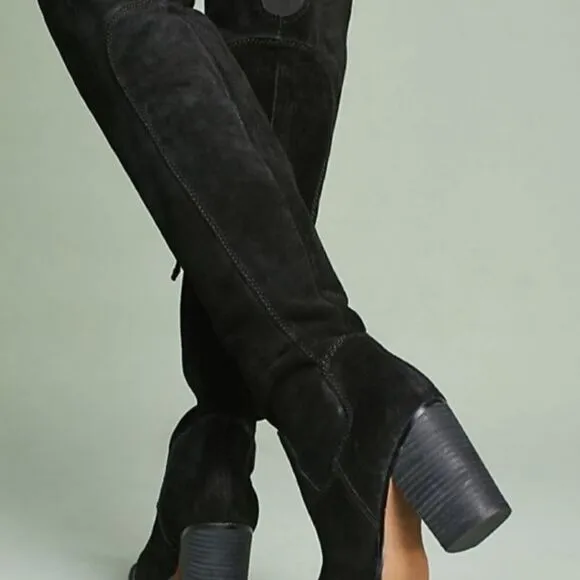 Kelsi Dagger OTK Logan Black Suede Anthropologie Chunky Soles Size 6.5.  B87