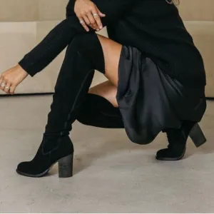 Kelsi Dagger OTK Logan Black Suede Anthropologie Chunky Soles Size 6.5.  B87