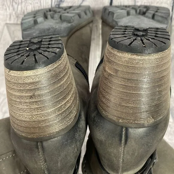 Kennel Und Schmenger Studded Leather Distressed Knee High Boots Gray 7.5