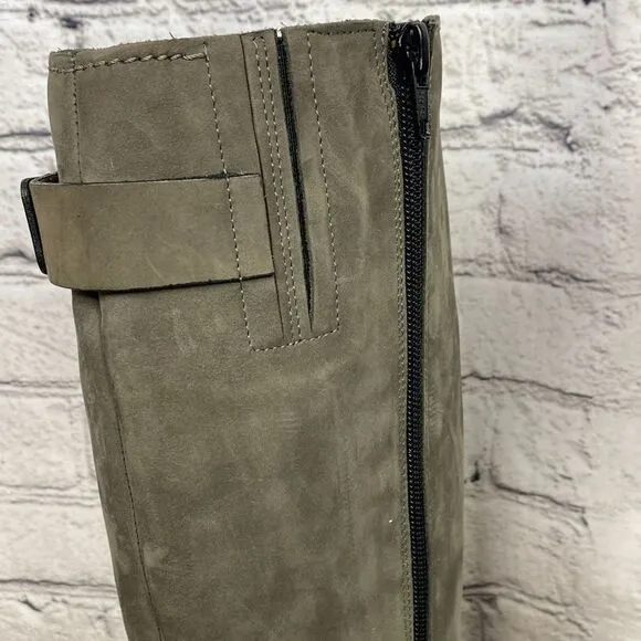 Kennel Und Schmenger Studded Leather Distressed Knee High Boots Gray 7.5