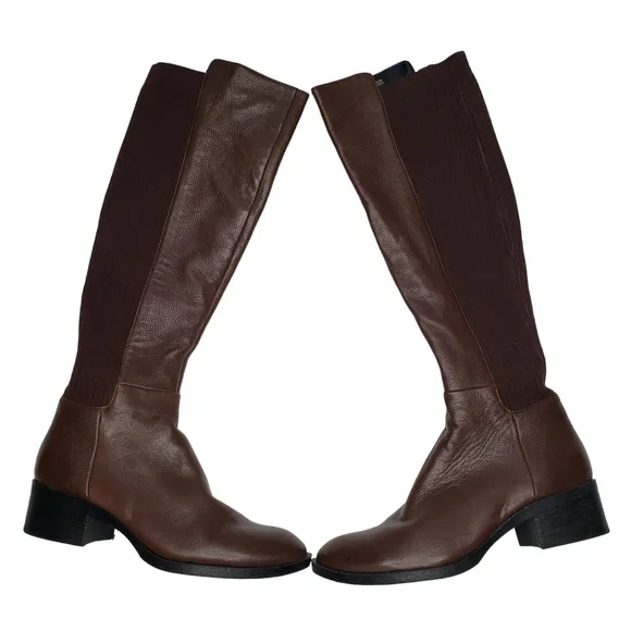 Kenneth Cole | Levon Chocolate Brown Genuine Leather Almond Toe Riding Boots 7