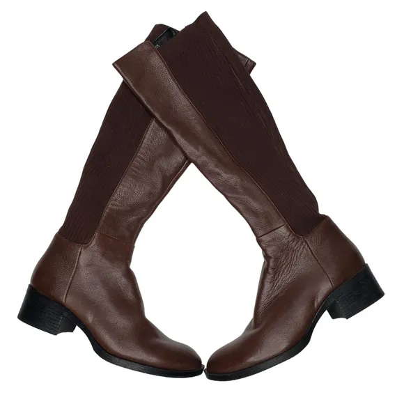 Kenneth Cole | Levon Chocolate Brown Genuine Leather Almond Toe Riding Boots 7