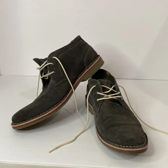 Kenneth Cole Men’s Desert Rain Dark Grey Suede Boots Laceup Shoes