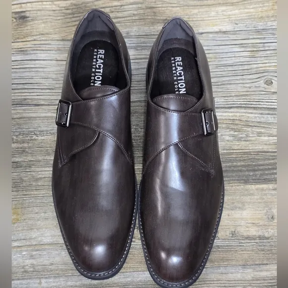 Kenneth Cole Thompson Monk Strap Leather Loafers Men's 11.5 Brown