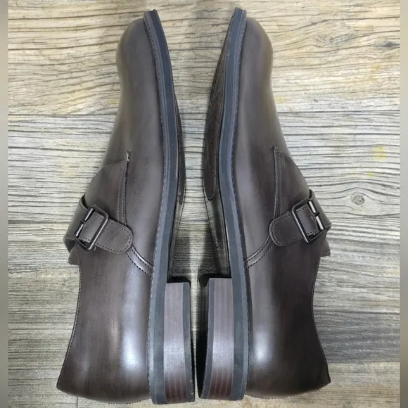 Kenneth Cole Thompson Monk Strap Leather Loafers Men's 11.5 Brown