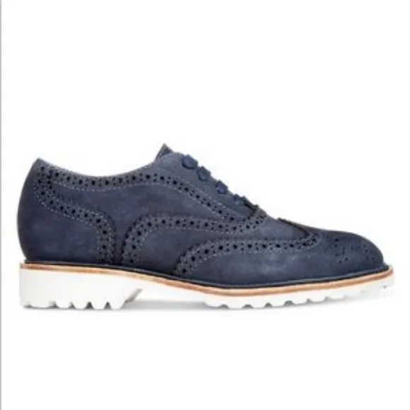 Kenneth Cole Wing Tip Brogue Nubuck Blue T-Suede Shoe  👞