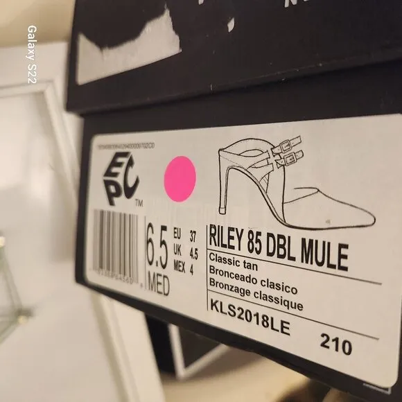 Kenneth Cole Women's Riley 85 Double Strap Mule Heeled Sandals. NIB. 6.5