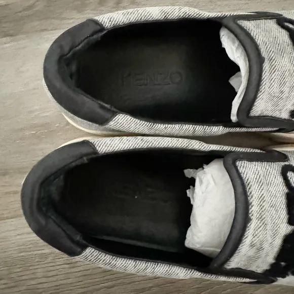 Kenzo Gray Black Logo Platform Loafers 35 / 5