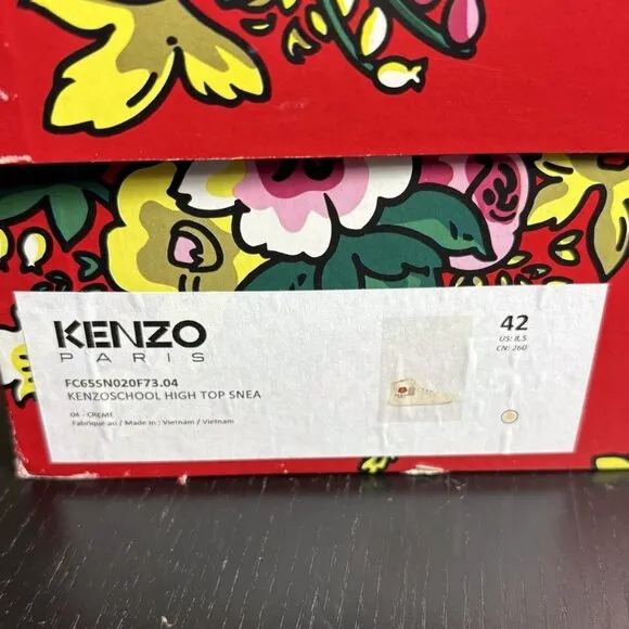 KENZO PARIS Mens Size 42/US 8.5 Kenzoschool High Top Sneakers School Logo NEW