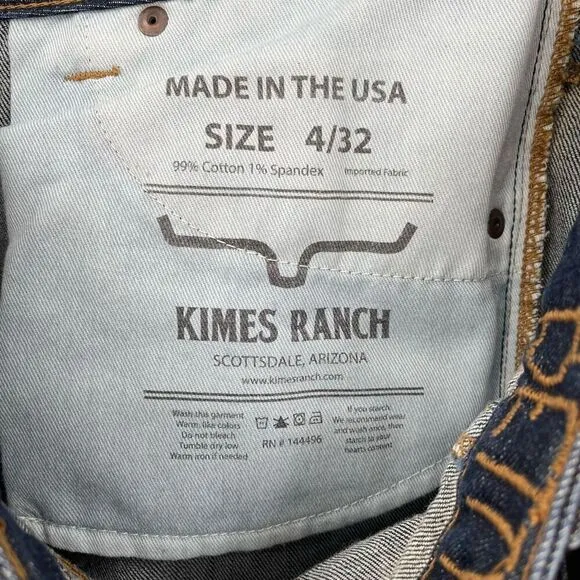 Kims Ranch Betty Jean Straight Leg Mid Rise Dark Wash Women 4/32 Durable Riding