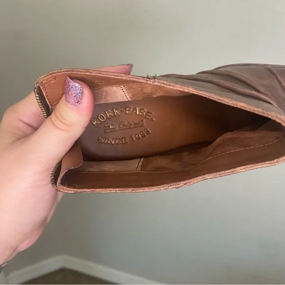 Kork Ease Brown Leather Kissel Heeled Ankle Boots. Size 9.5.