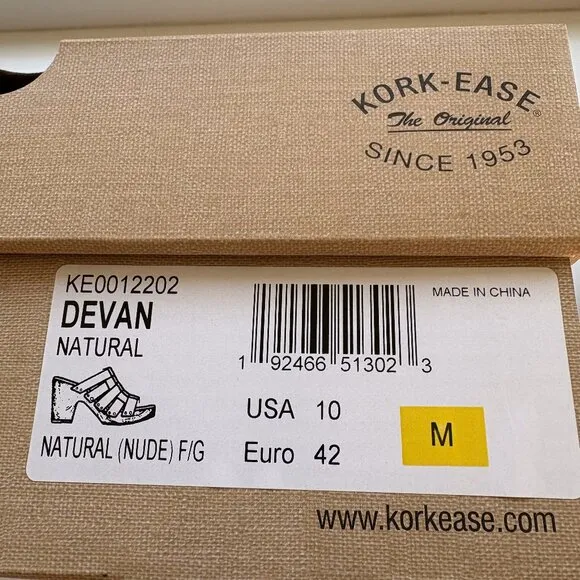 Kork-Ease Devan Sandals Woven Leather Platform Slip On Heels Natural Size 10 NEW