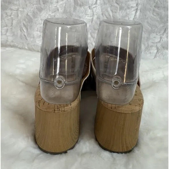 Kork-Ease Tatum Cream Leather Heeled Comfort Sandals Slip-On Shoe Women’s Size 6