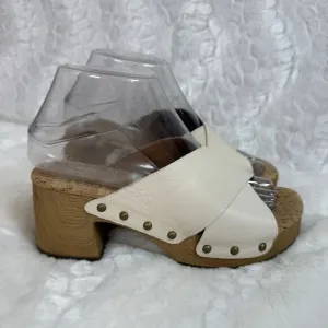 Kork-Ease Tatum Cream Leather Heeled Comfort Sandals Slip-On Shoe Women’s Size 6