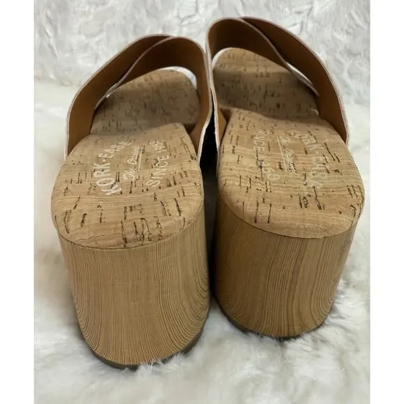 Kork-Ease Tatum Cream Leather Heeled Comfort Sandals Slip-On Shoe Women’s Size 6