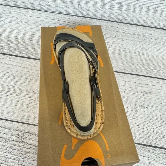 Korks Women's Black Faux Leather Strap Jerrick Sandals Size 8