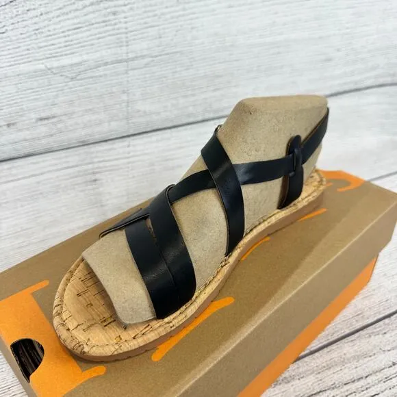 Korks Women's Black Faux Leather Strap Jerrick Sandals Size 8