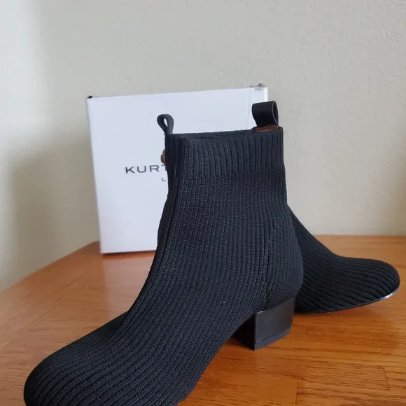Kurt Geiger Black Stretch Knit Girl's Ankle Boots Kids Size 13