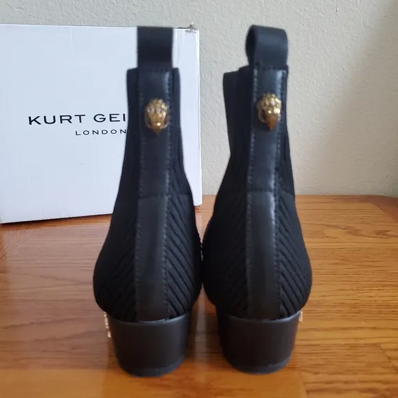 Kurt Geiger Black Stretch Knit Girl's Ankle Boots Kids Size 13