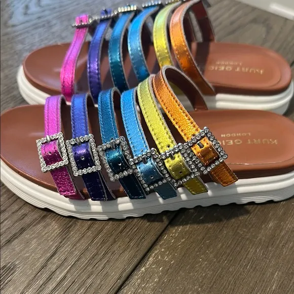 Kurt Geiger Blue and Purple Sandals with Multiple Straps
