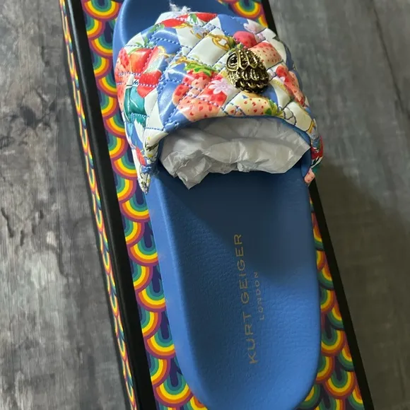 Kurt Geiger Blue Sandals Geometric Slide Style