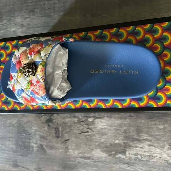 Kurt Geiger Blue Sandals Geometric Slide Style