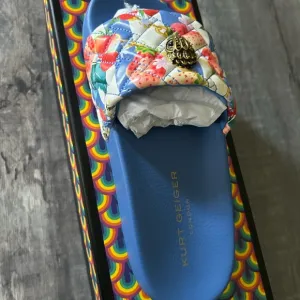 Kurt Geiger Blue Sandals Geometric Slide Style
