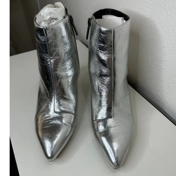 Kurt Geiger Silver Burlington Pointed Toe Ankle Boots 38 / 7.5