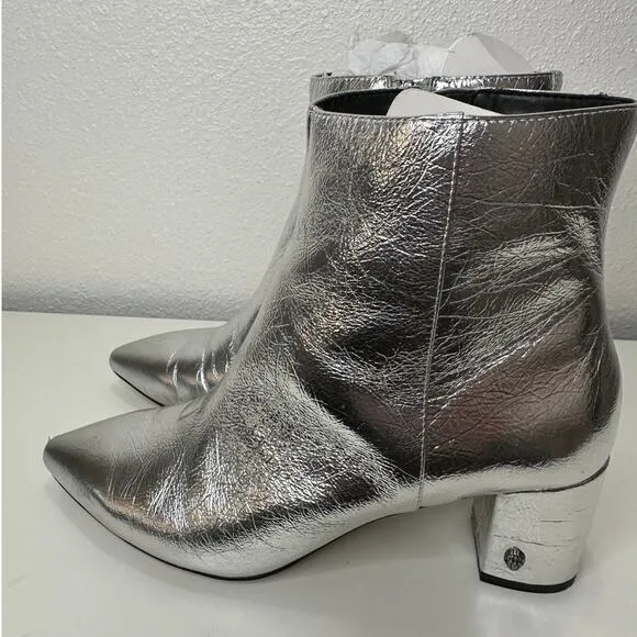 Kurt Geiger Silver Burlington Pointed Toe Ankle Boots 38 / 7.5
