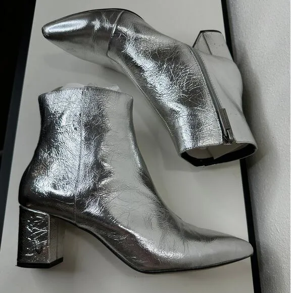 Kurt Geiger Silver Burlington Pointed Toe Ankle Boots 38 / 7.5