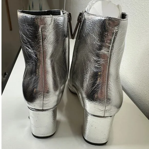Kurt Geiger Silver Burlington Pointed Toe Ankle Boots 38 / 7.5