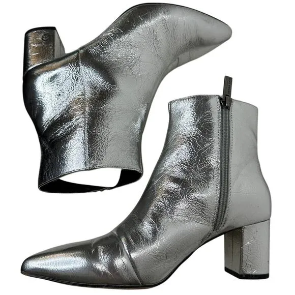 Kurt Geiger Silver Burlington Pointed Toe Ankle Boots 38 / 7.5
