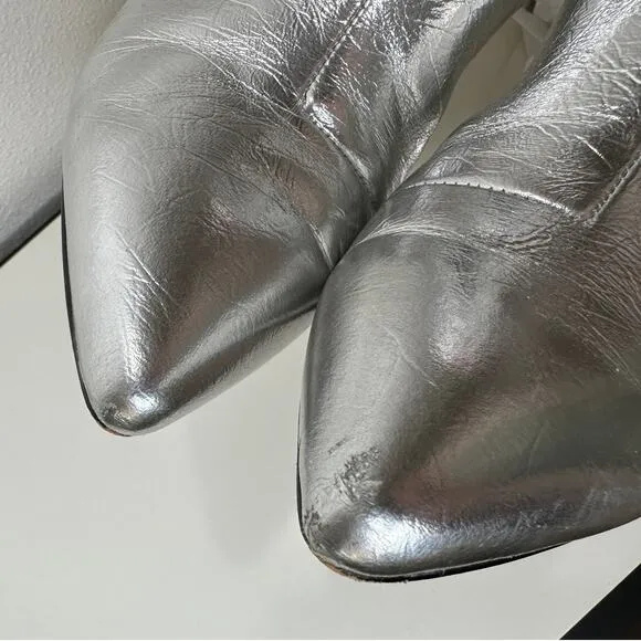 Kurt Geiger Silver Burlington Pointed Toe Ankle Boots 38 / 7.5