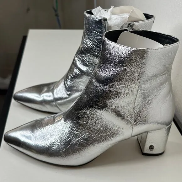 Kurt Geiger Silver Burlington Pointed Toe Ankle Boots 38 / 7.5