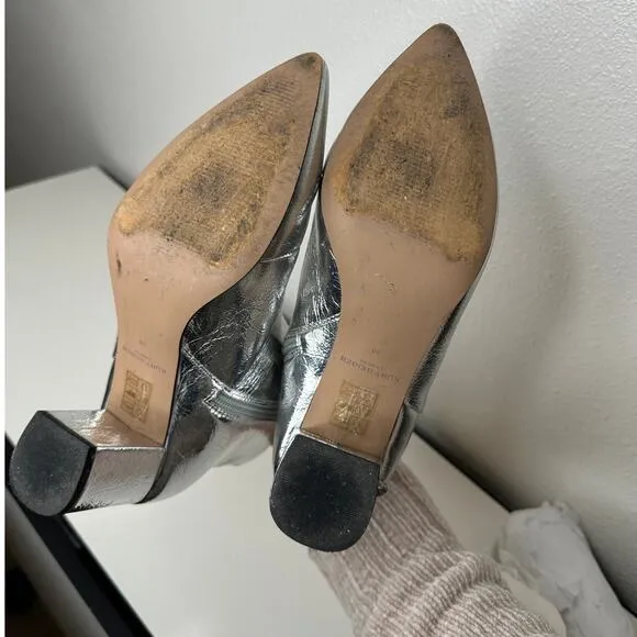 Kurt Geiger Silver Burlington Pointed Toe Ankle Boots 38 / 7.5
