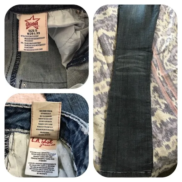 L A IDOL DENIM JEANS WITH RHINESTONES &amp; SEQUINS