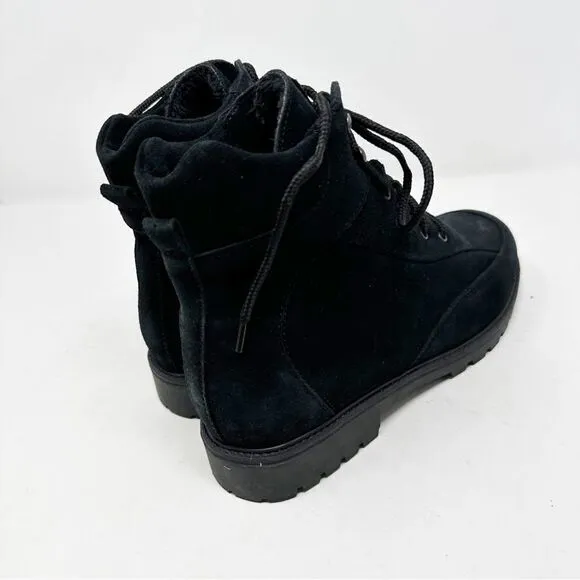 La Canadienne Black Suede Fuzzy Lace Up Desert Chukka Boots Booties 9