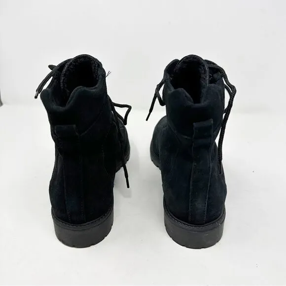 La Canadienne Black Suede Fuzzy Lace Up Desert Chukka Boots Booties 9