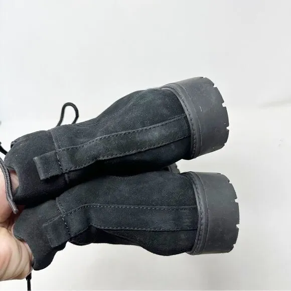 La Canadienne Black Suede Fuzzy Lace Up Desert Chukka Boots Booties 9