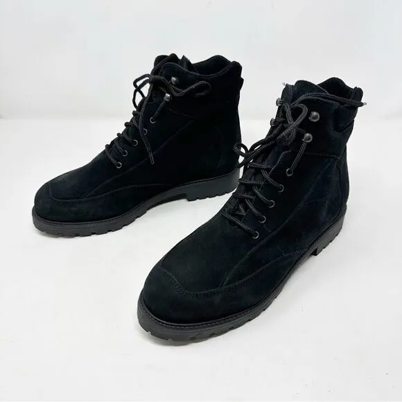 La Canadienne Black Suede Fuzzy Lace Up Desert Chukka Boots Booties 9