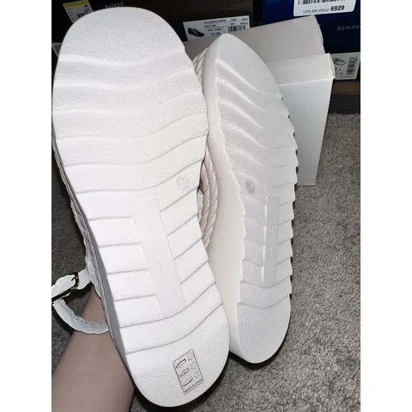 la canadienne Patch White Braided Women's Platform Lug Sandals Size 37.5/ 7 M