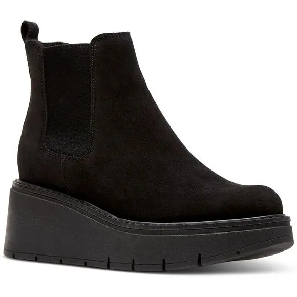 La Canadienne Womens Haskell Black Stretch Wedge Boots New
