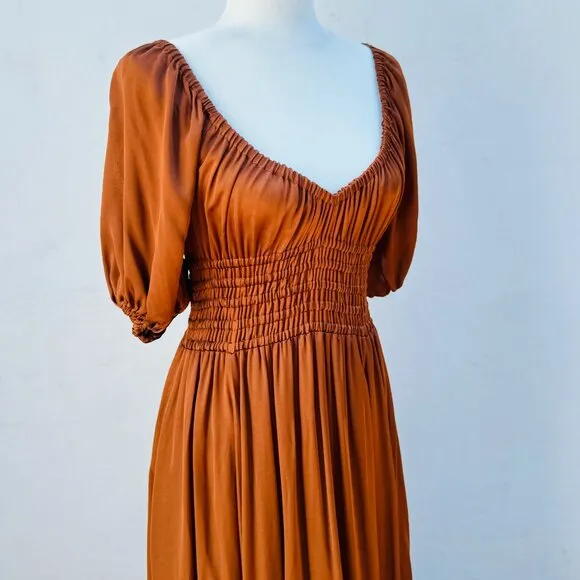 La Ligne Smocked Midi Dress Size Medium