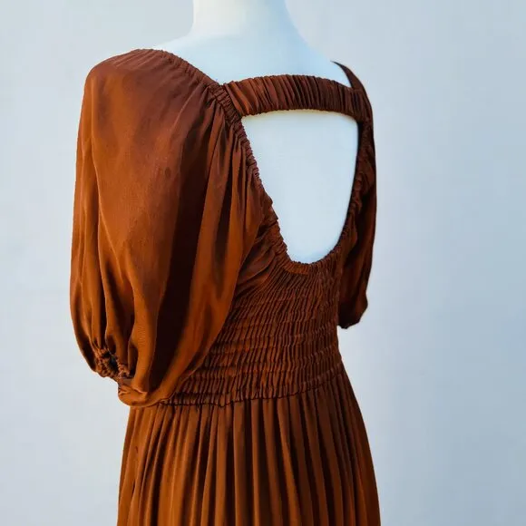 La Ligne Smocked Midi Dress Size Medium